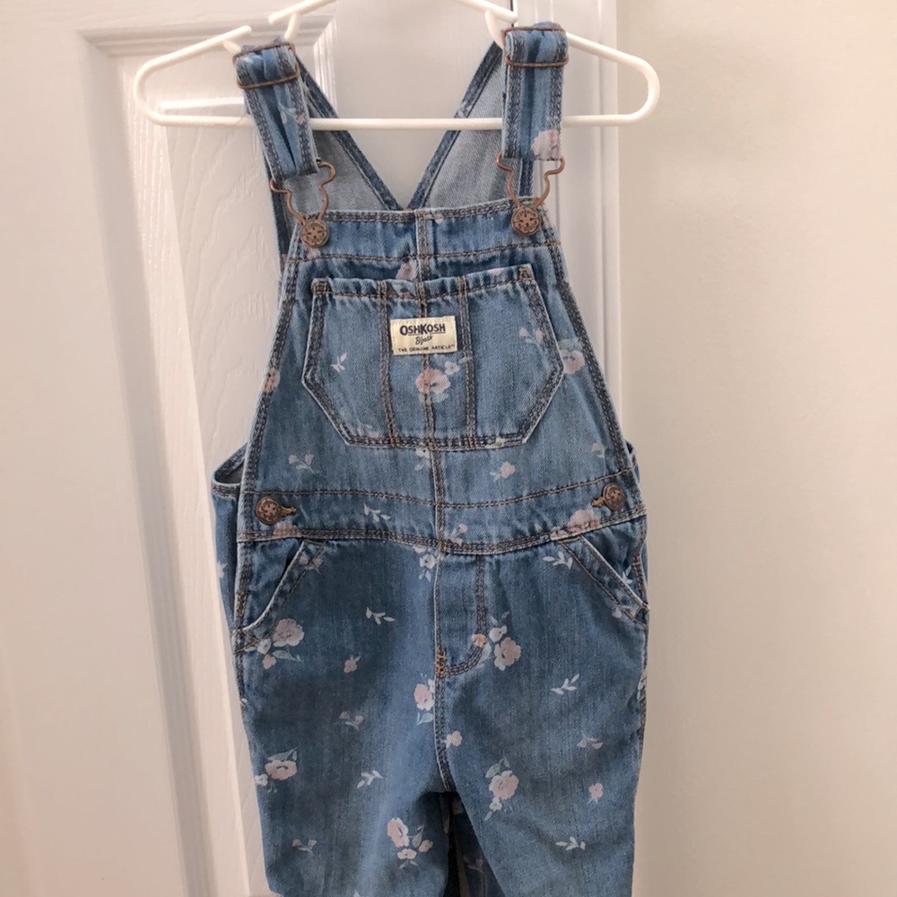 OshKosh Bigosh flowered jean overalls 3T